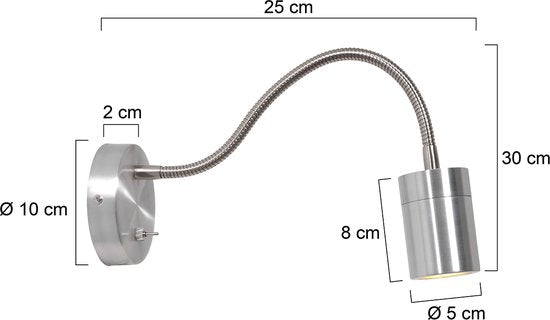 Mexlite Wandleuchte Upround - Stahl - Metall - 3390ST