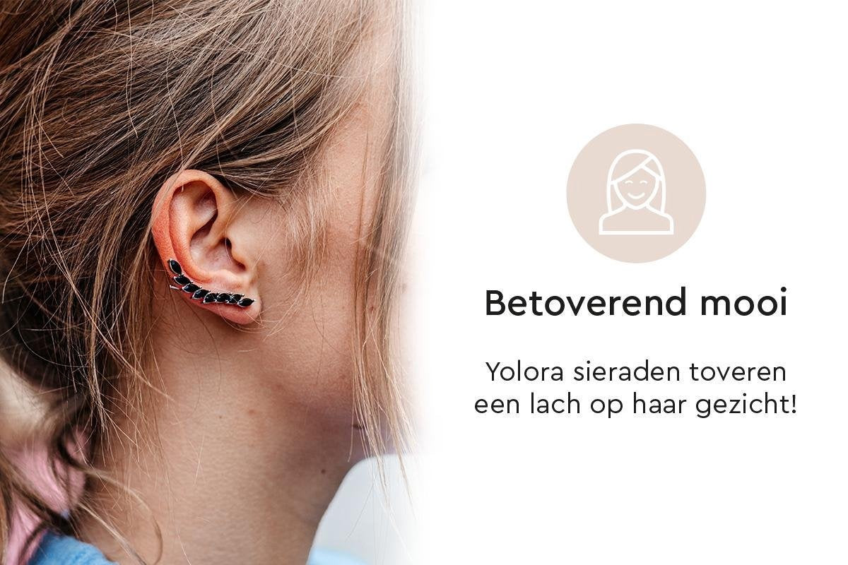 Yolora Damen Ohrringe - Kalpa Camaka Kristalle - Gold - Schwarzer Kristall - 18K Gelbgold vergoldet - Damen Ohrringe Gold - Schmuck - Luxuriöse Geschenkbox - Geschenkbox - Exklusive Geschenkbox - Schöne Geschenkverpackung