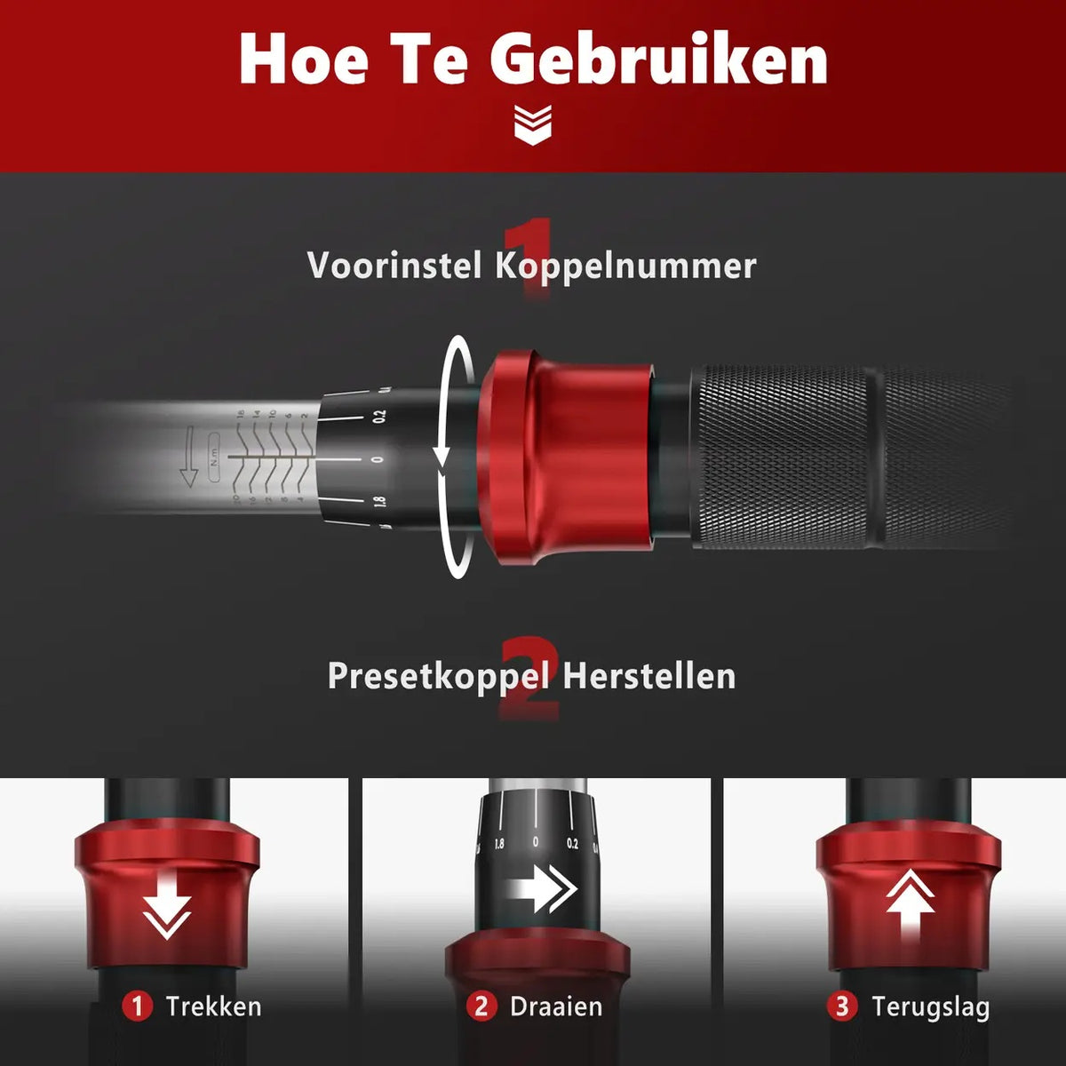 MoveCrab Drehmomentschlüssel-Set für Fahrräder – 15-teilig – 1/4 Zoll – 2–20 Nm