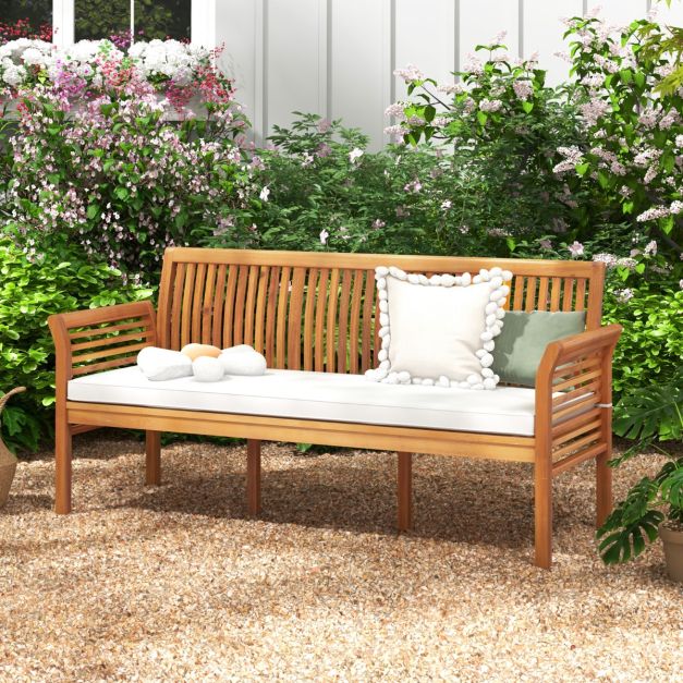 Coast 3-Sitzer-Gartenbank aus Akazienholz mit Kissen – 159 x 59 x 77 cm – Naturfarben