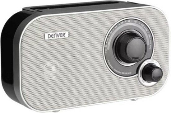 Denver FM Radio Retro - Batterie- oder netzbetrieben - Küchenradio - Tragbares Radio - TR51 - Weiß