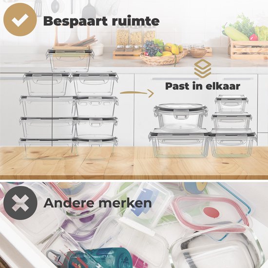 Stosh Freshness Trays - Meal Prep Trays - Gefrierschalen - Lebensmittelbehälter - 12 Stück - Kunststoff - BPA frei