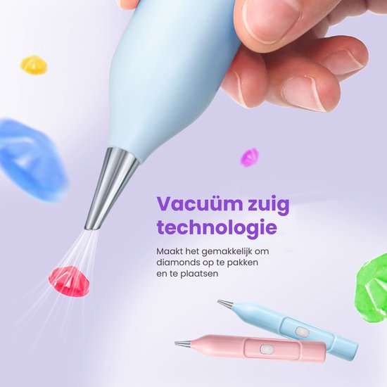 Rubye® Elektrischer Diamantmalstift - Mit Vakuumtechnik - Wiederaufladbar über USB-C - Komfortabel in der Anwendung - Für runde und eckige Steine - Blau