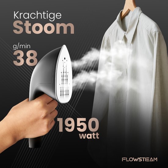 FLOWSTEAM® PRO Wäschedampfer - Handdampfer - Dampfreiniger - Wäschedampfer - 150 Minuten Dampfen - 2,5M Kabel - Schwarz