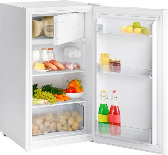 KitchenBrothers Kühlschrank - 81L - Tischkühlschrank mit Gefrierfach - Eisfach - Frigo - Freistehend - Weiß