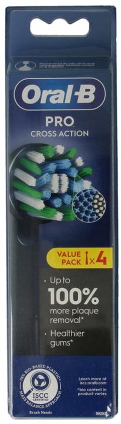Oral-B Cross Action Pro – Aufsteckbürsten – Mit CleanMaximiser-Technologie – Schwarz – 4 Stück