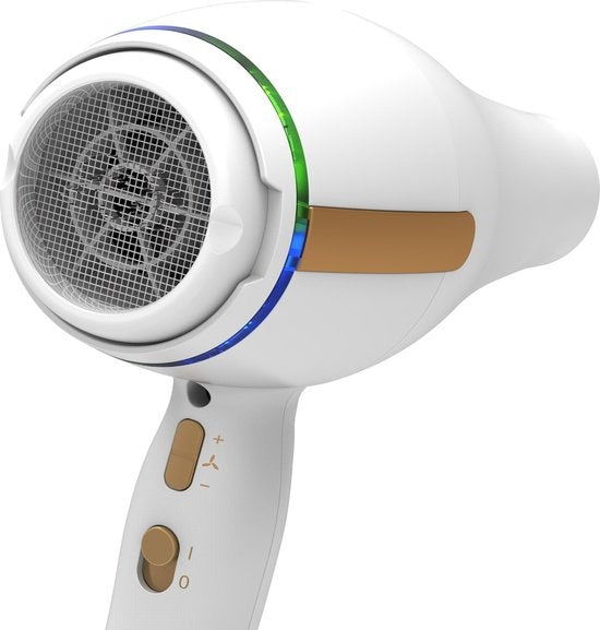 Solis Swiss Luxury Haartrockner – 2100 W – 11 Stufen – Ionenfunktion – Inkl. Stylingdüsen & Diffusor – Weiß