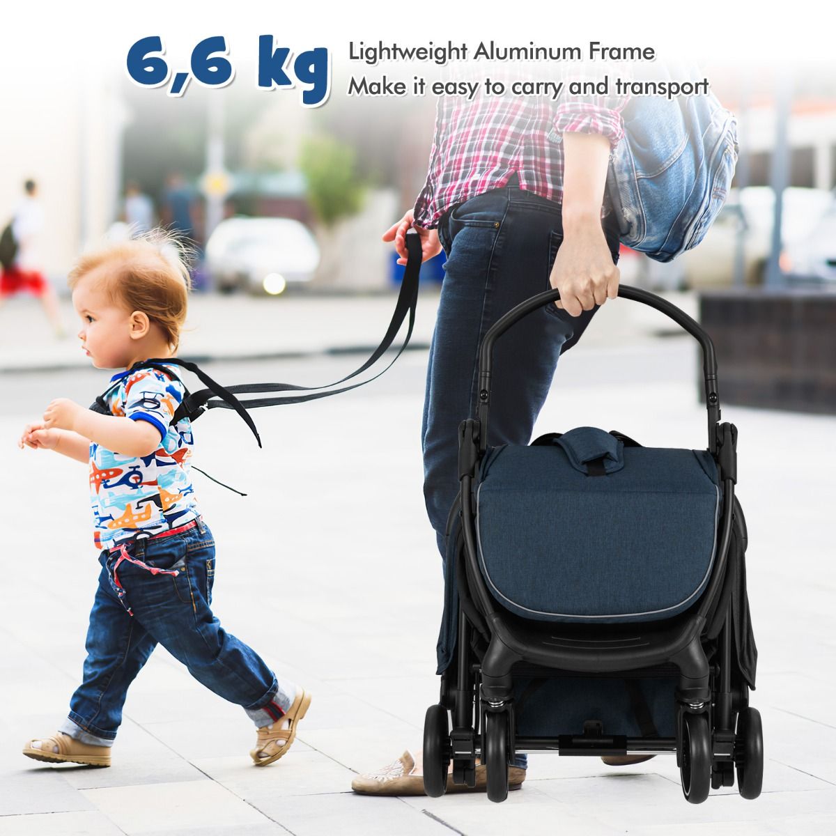 Coast Kinderwagen – leicht und kompakt – mit einer Hand zusammenklappbar – dunkelblau