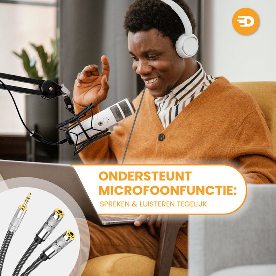 Drivv. Premium Audio Splitter - AUX - Jack Splitter - Audio Splitter 3.5 mm Jack - Stecker zu Buchse - Grau