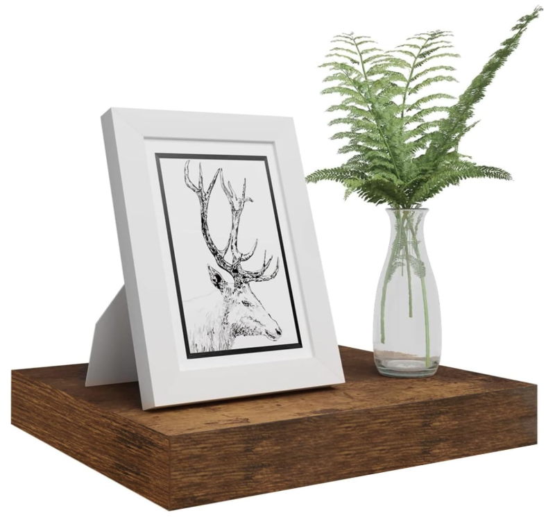 WOLTU Hängendes Regal – Vintage-Braun – 25 x 23 x 3,8 cm – Tragkraft 10 kg