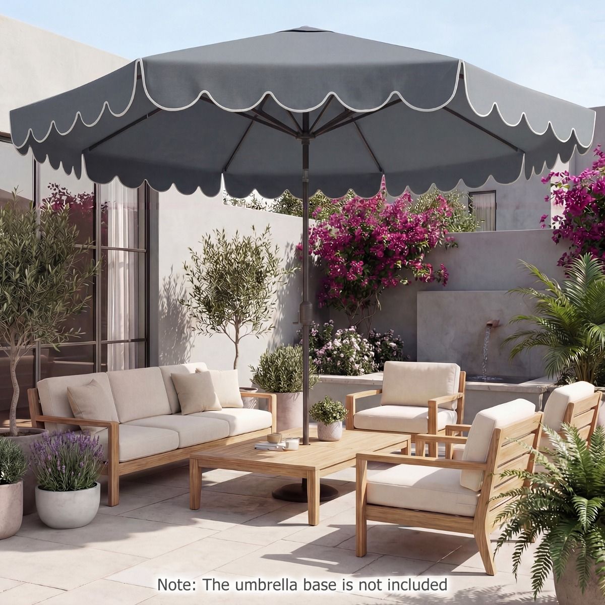 Coast Doppelseitiger Gartensonnenschirm – 300 cm mit Kurbel und Volant – um 35° neigbar – Blau