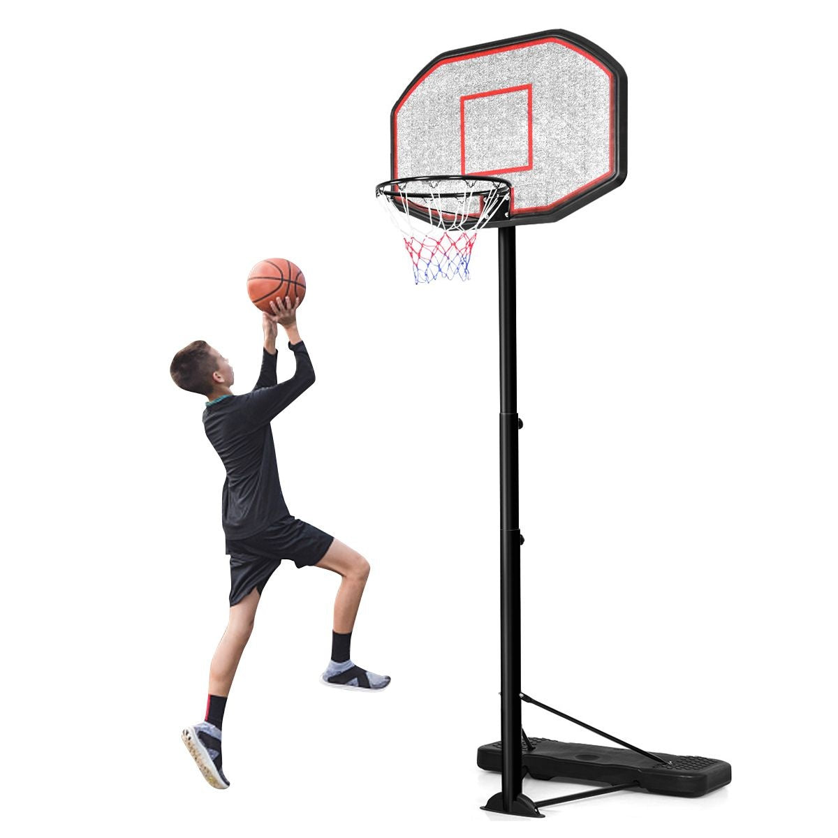 Coast Basketball Pole - Basketball Ring mit Ständer - 220-305 cm Höhe - Schwarz
