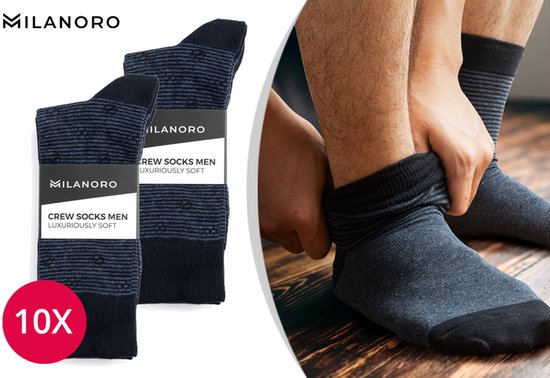 Milanoro – 10 Paar stilvolle Herrensocken aus Baumwolle – Marineblau – 43–46