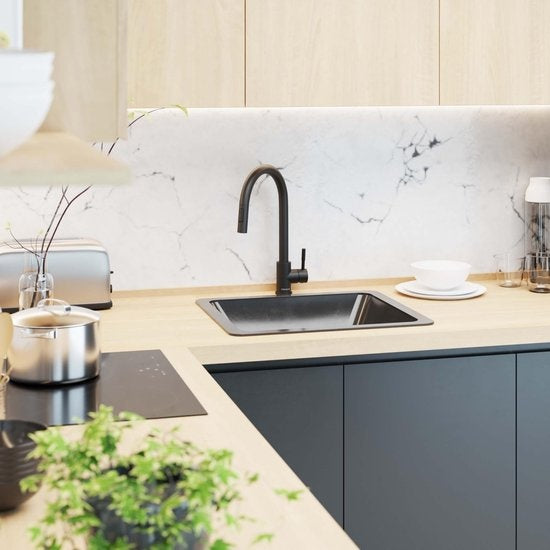 Nevana - Küchenarmatur - 2 Modi - mit ausziehbarem Auslauf - Edelstahl - Schwarz