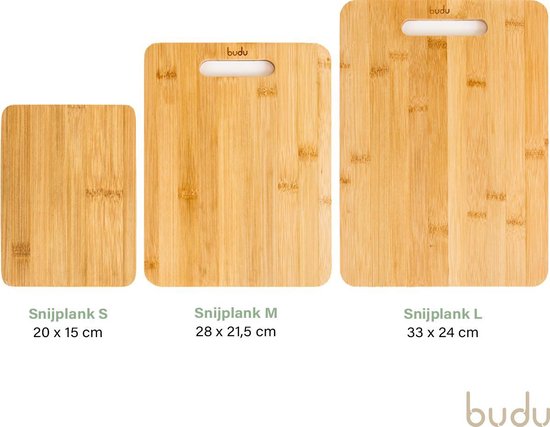 Budu Schneidebretter Set 3 Stück - Schneidebretter Bambus - Schneidebrett Holz - Küchenbretter