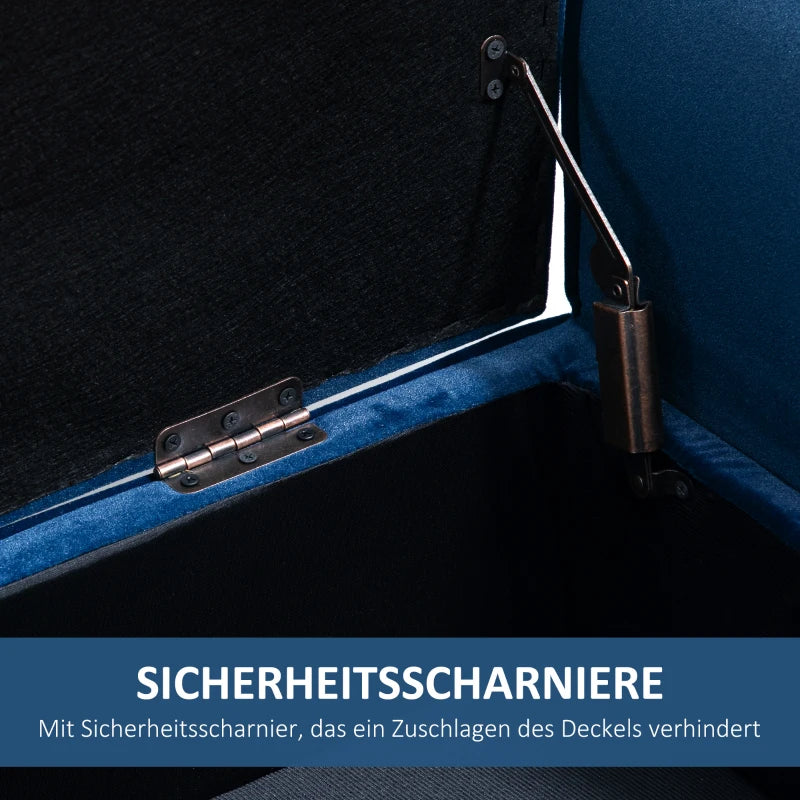 HOMCOM gepolsterte Aufbewahrungsbank mit Armlehnen - Samt, 118 cm - Dunkelblau