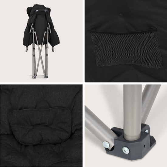 TRVLMORE Campingstuhl XL - klappbar - 150KG Tragkraft - inkl. Tragetasche - Klappstuhl - Campingstuhl - Klappstuhl - Schwarz