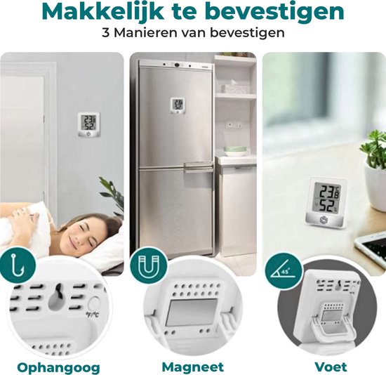 Ease Electronicz Hygrometer - Luftfeuchtigkeitsmesser - Digitale Wetterstation - Luftfeuchtigkeitsmesser - Thermometer für Innenräume - inklusive Batterie
