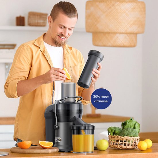 Safecourt Kitchen Entsafter - Für Obst und Gemüse - Große Einfüllöffnung - 3 Geschwindigkeiten - 1200 Watt