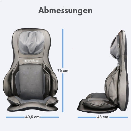 Lifeproducts - Shiatsu-Massagesitz - mit Nacken-, Rücken- und Oberschenkelmassage - einstellbare Wärmefunktion - Schwarz