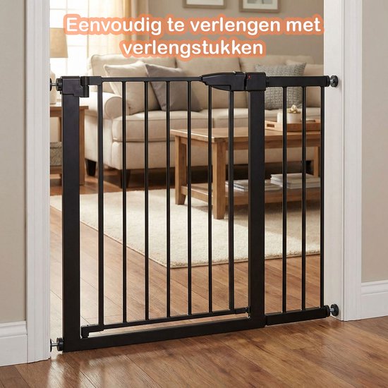 Treppengitter ohne Bohren – 76 bis 82 cm – Sicherheitsgitter – Klemmbefestigung – Kindergitter – Hundegitter – Schwarz