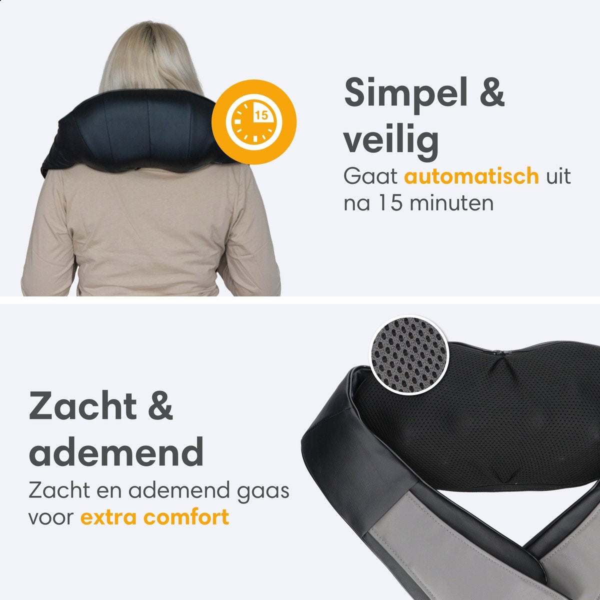 Lifeproducts Wiederaufladbares Shiatsu-Massagekissen - Kabelloses beheiztes Nacken- und Rückenmassagegerät