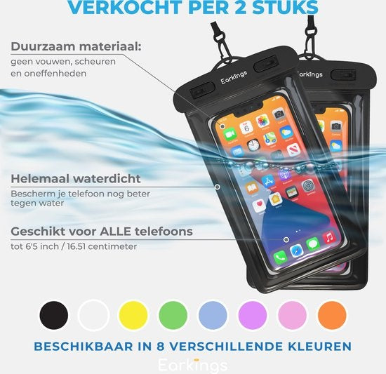 Wasserdichte Handytaschen - Drybag 2er Set - Unterwasser Handytasche für alle Handys - Wasserdichte Handytasche Earkings