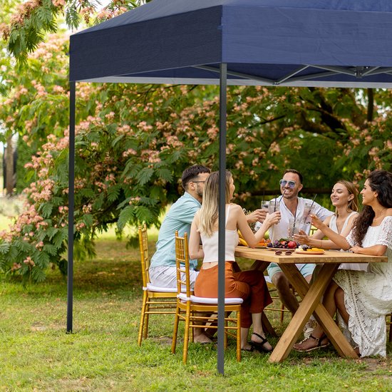 LifeGoods Partyzelt - 3x6 m - Seitenwände - Easy Up - Dunkelblau