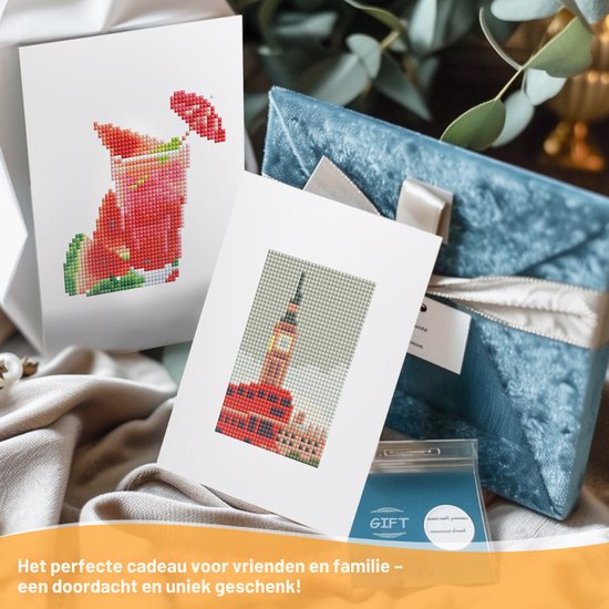 Rubye® Mini Diamantbilder - 2 Stück - Set - Erwachsene - Diamantbilder Kinder - Big Ben & Watermelon Cocktail- 15x20cm