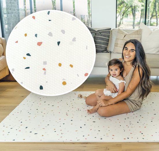 NilaFee™ – Luxuriöse Spielmatte – Schaumstoff – Baby – Spielteppich – Krabbelmatte – 180 x 120 x 1,5 cm – Puzzlematte – Aufbewahrungstasche – Classic Weiß