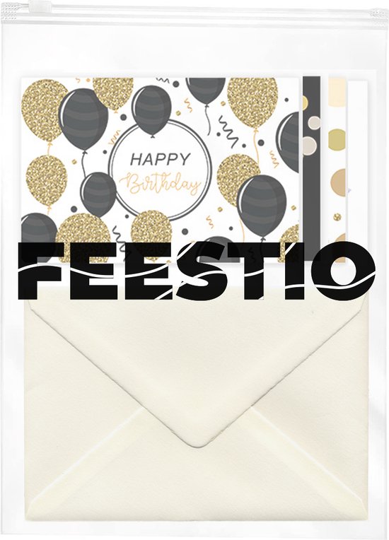 Feestio Geburtstagskarten mit Umschlag - Geburtstagskarte - 24 Stück - 10,5 x 14,8 cm