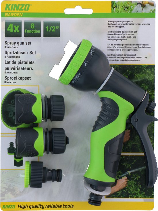 Kinzo Sprayer Set - 4 Teile - 8 Funktionen - Grün/ Grau