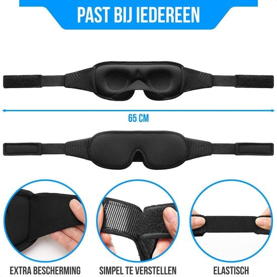 Strex Luxus Schlafmaske - 3D Ergonomisch - 100% Verdunkelung - Memory Schaumstoff - Schlafmaske - Augenmaske
