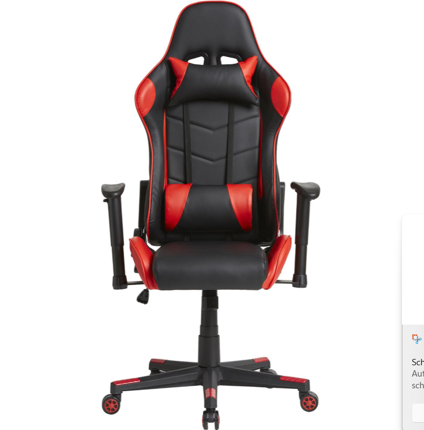 Büro-Gaming-Stuhl Rot - Kunstleder - Verstellbarer Winkel und Höhe -