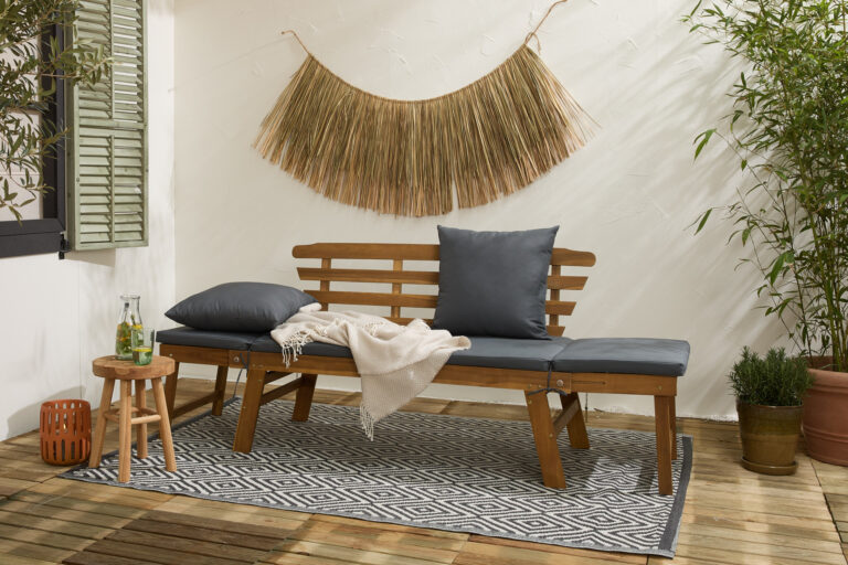 Lifa Garden Gartenbank mit Liegefunktion - Inklusive Kissen - 2-Personen - Max. 220 kg - 130 x 68 x 78 cm - Anthrazit
