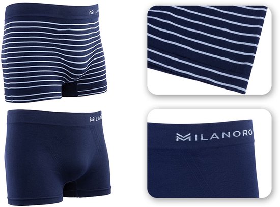 Milanoro - 4 nahtlose Boxershorts - Schwarz/Schwarz gestreift - L