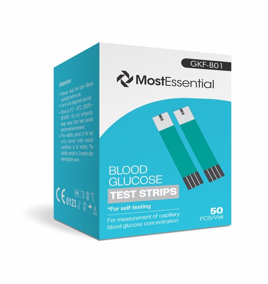 MostEssential Premium Blutzuckermessgerät-Nachfüllset – Set mit 50 Teststreifen