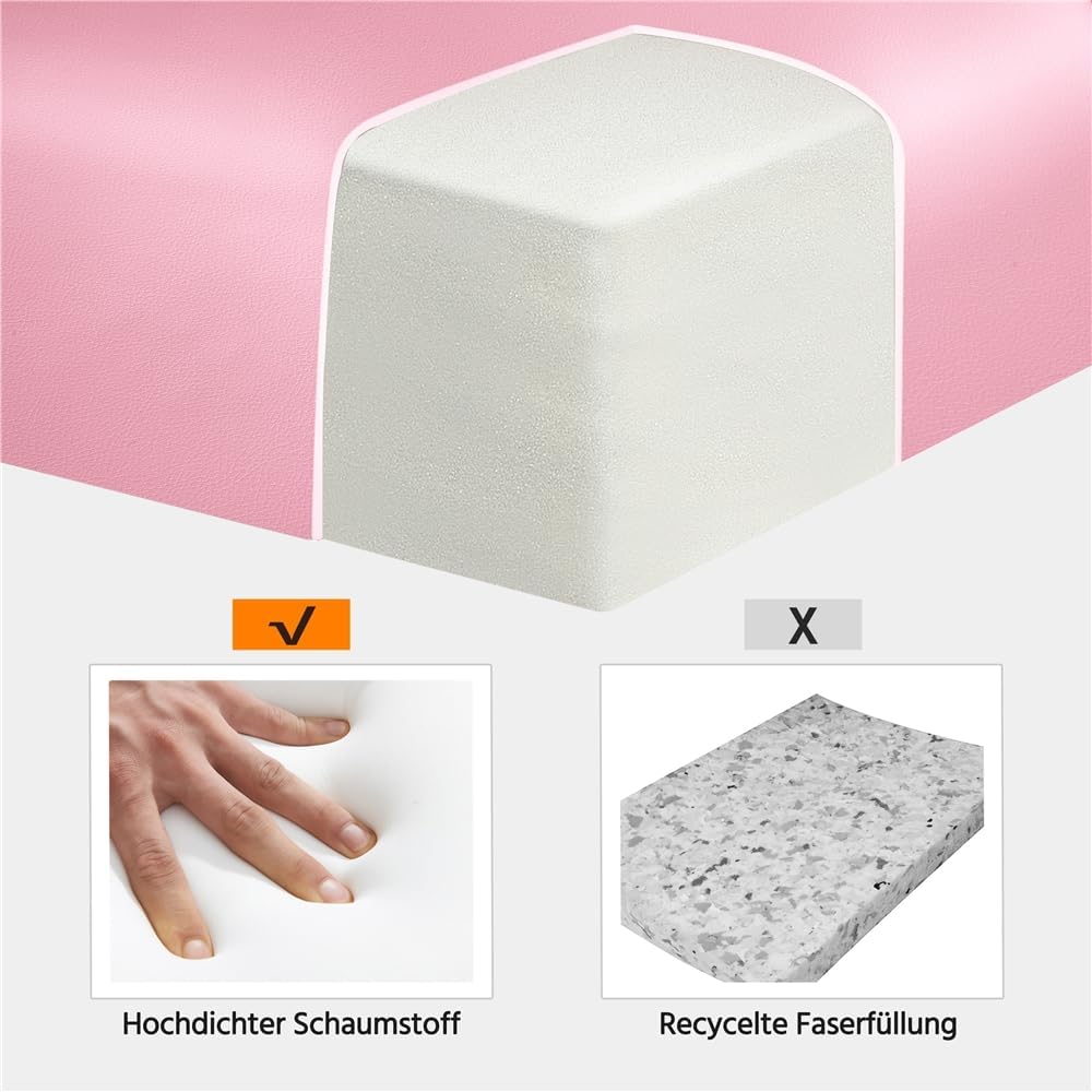 Yaheetech Massagetisch mit 3 Zonen – zusammenklappbar – 213 × 80 cm – Hellrosa