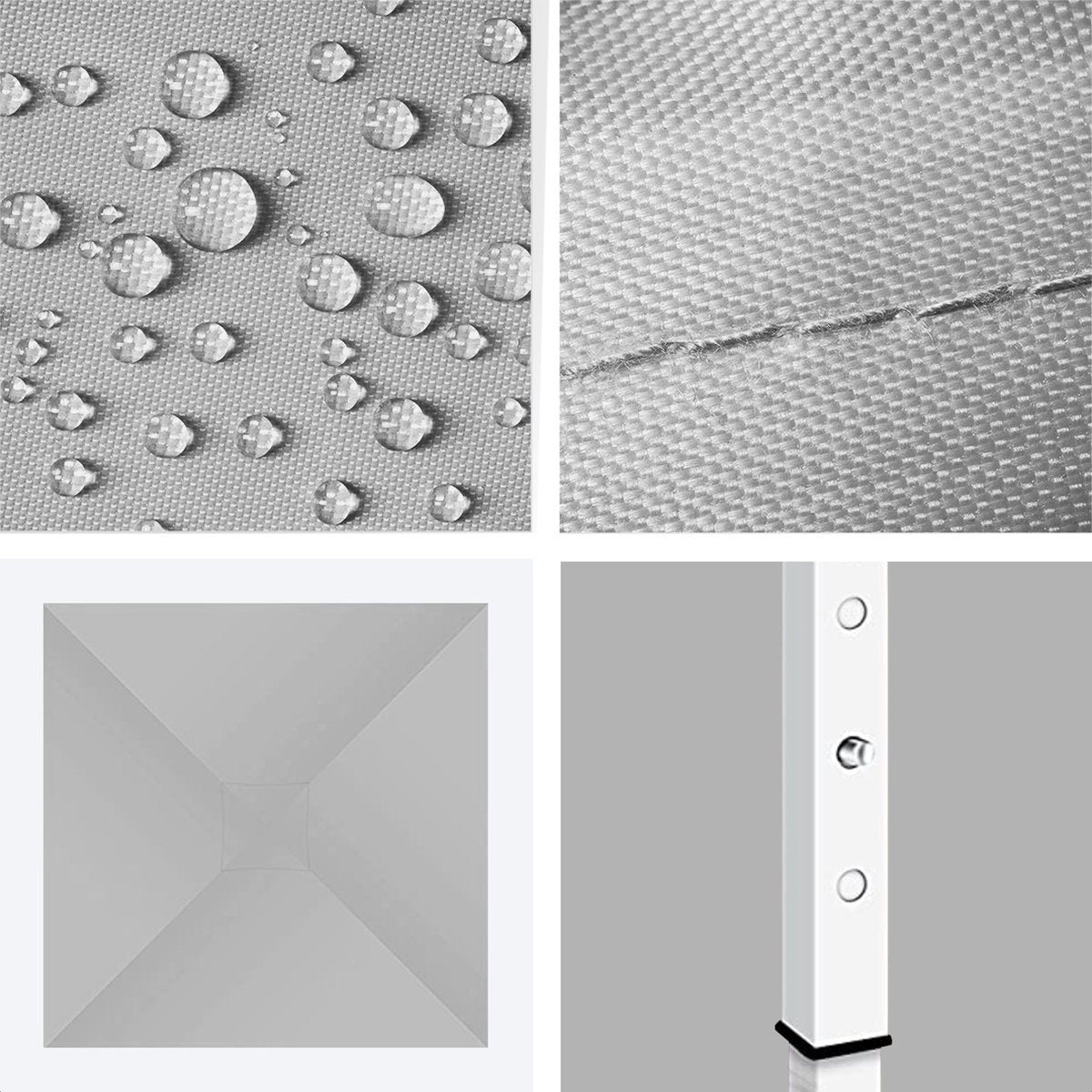 LifeGoods Partyzelt - Pavillon - 3x3 m - leicht aufbaubar - faltbar - wasserdicht - Tragetasche mit Rädern - grau