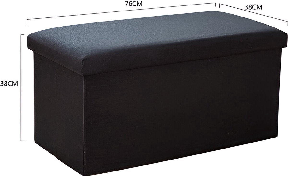 Ceruzo Faltbare Bank mit Aufbewahrung - Schwarze Aufbewahrungsbox 76 x 38 x 38 cm - Stabile Leinen-Sitzbox - Multifunktionale Aufbewahrungsbox für Wohnzimmer, Flur oder Schlafzimmer