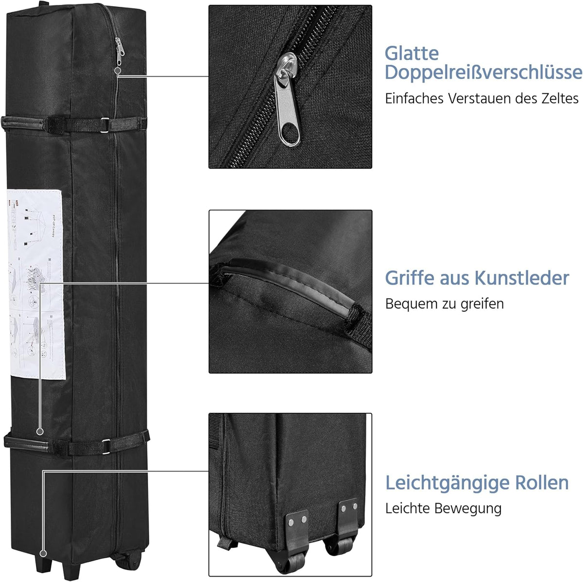 Yaheetech Pop-up-Faltpavillon 3 × 3 m, höhenverstellbar von 170,5 bis 265,5 cm, blau