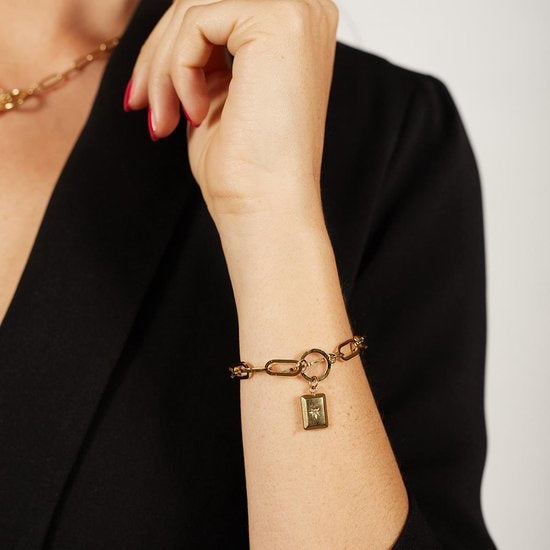 Laura Ferini Damenarmband Ruvido Gold - Goldfarbenes Gliederarmband - 18K Gelbgold plattiert - Schmuck - Accessoires - Damenarmband