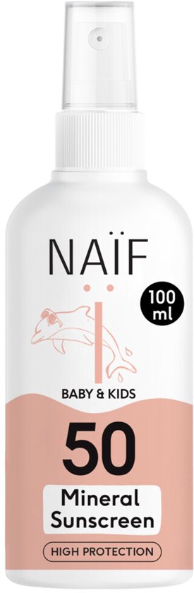 Naïf – Mineralisches Sonnenschutzspray – Baby & Kinder – LSF 50 – Mit Duftstoffen – UVA/UVB-Schutz – 100 ml