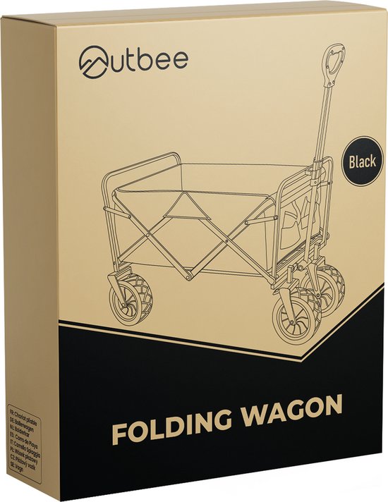 Outbee Bolderkar - Faltbarer Bolderkar - 100kg Tragkraft - 100Liter Fassungsvermögen - Schwarz
