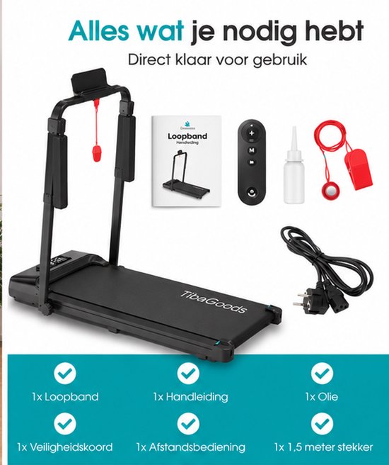 TibaGoods Klappbares Laufband – 1 bis 8 km/h – Laufband – Walking-Pad – Heimtrainer – Laufband für zu Hause – Treadmill – Sport – Laufen – 130 kg