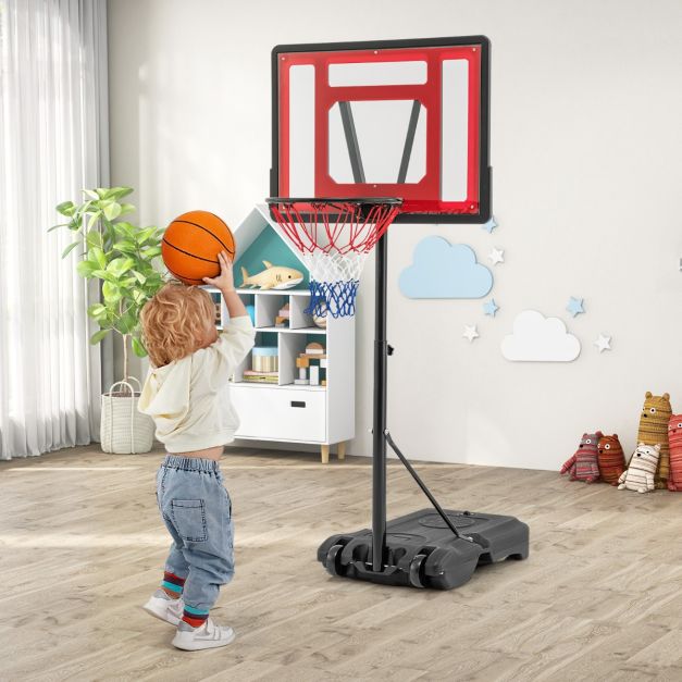 Coast Verstellbarer Basketballring für Pool - 165-185 cm hoch - Rot - Tragbarer Basketballständer für Kinder, Jugendliche und Erwachsene