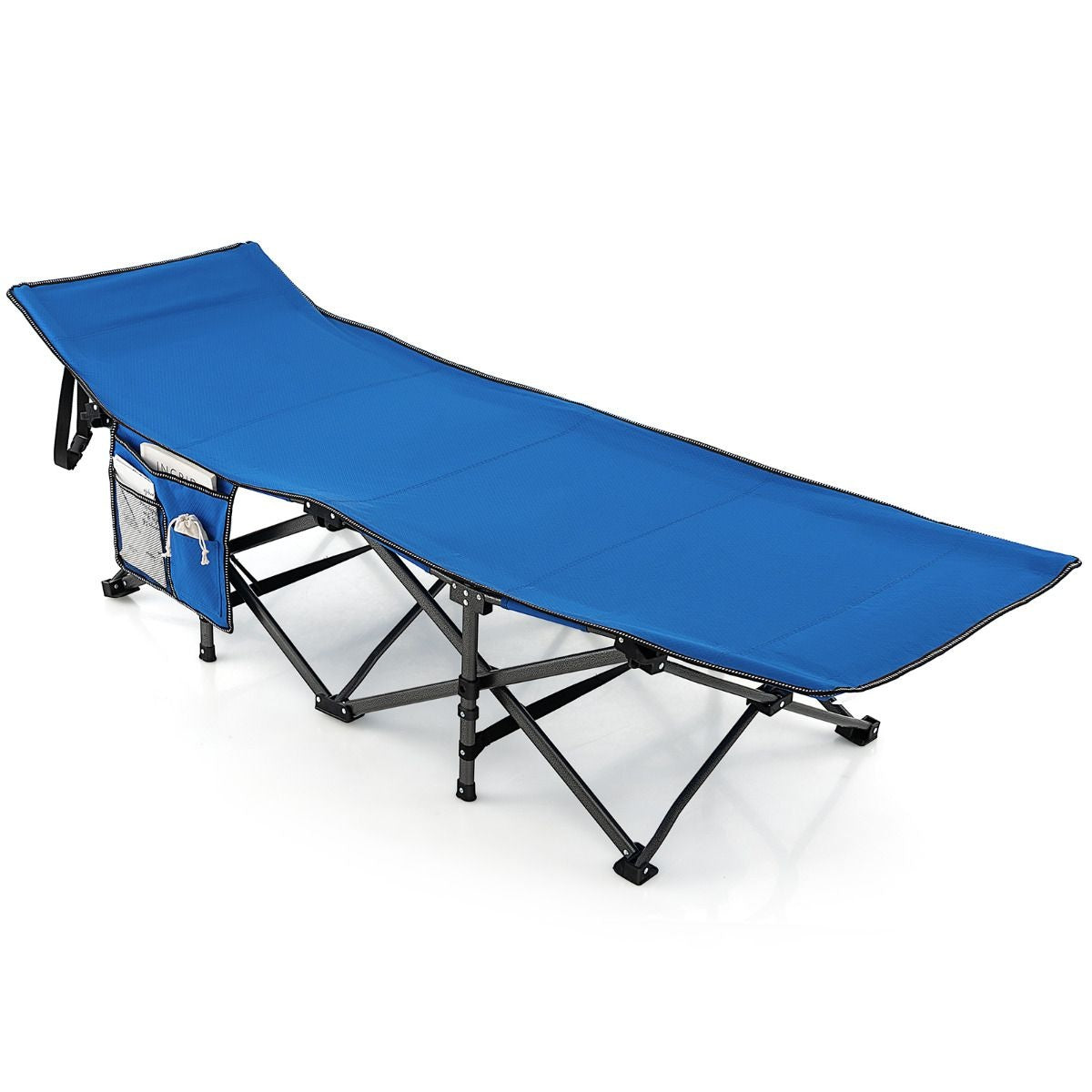 Coast Campingbett - mit Seitentasche - faltbar - Reisestuhl - max 272 kg - blau
