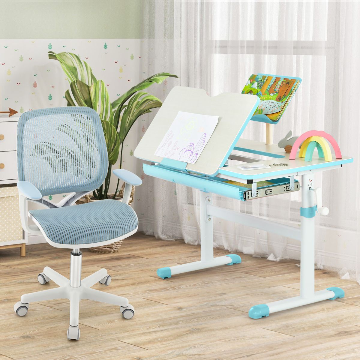 Coast Kinderdrehstuhl – höhenverstellbar – ergonomische Rückenlehne und Armlehnen – blau
