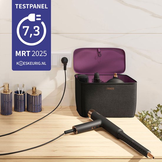 Princess Airstyler Pro 529205 - 7 in 1 - 2000 Watt - 1,8m Kabel - BLDC Motor - Luxus-Aufbewahrungstasche - Wärmehandschuh - Multi Styler - Haarwickel - Haarglätter - Haartrockner - Wärmebürste - Föhnbürste - Lockenbürste und Stylingbürste