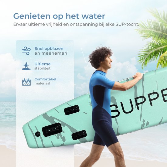 Supper - Sup Board XL - Max 220KG - Aufblasbar - 381 x 81 cm - Türkis
